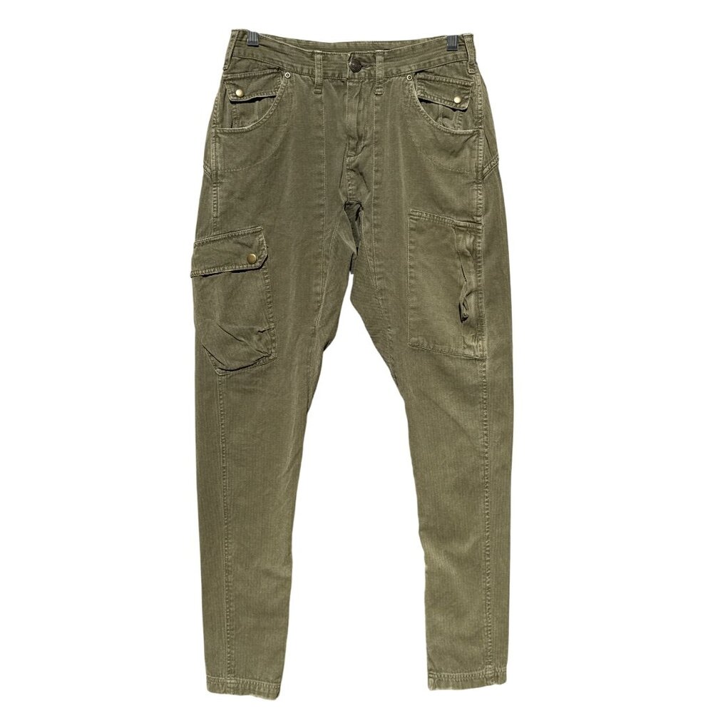 Free People‎ Cotton Olive Green Rule Breaker Slim Cargo Utility Pants 0 - Picture 2 of 13